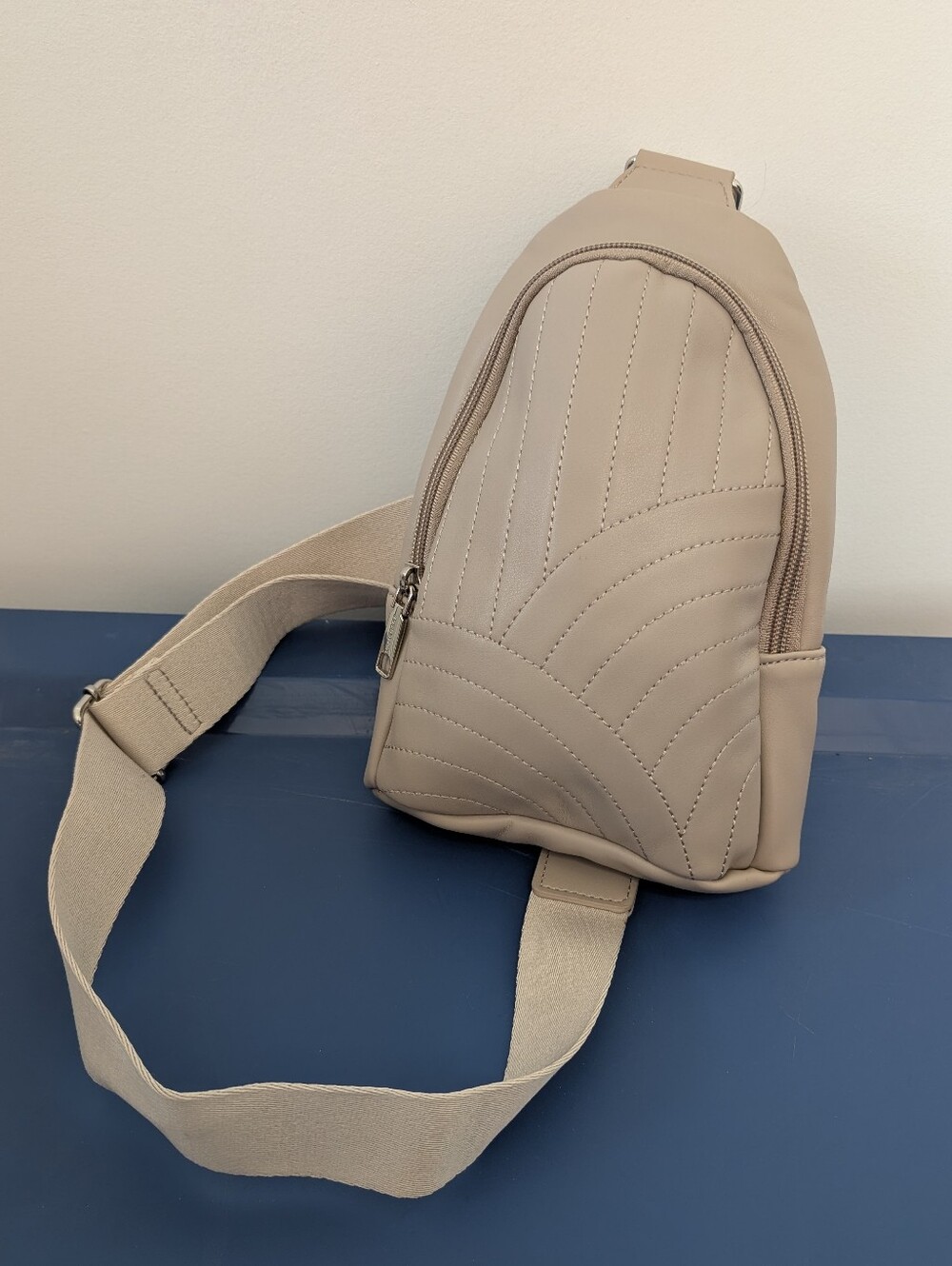Bostanten Taupe Beige Faux Leather Sling Bag